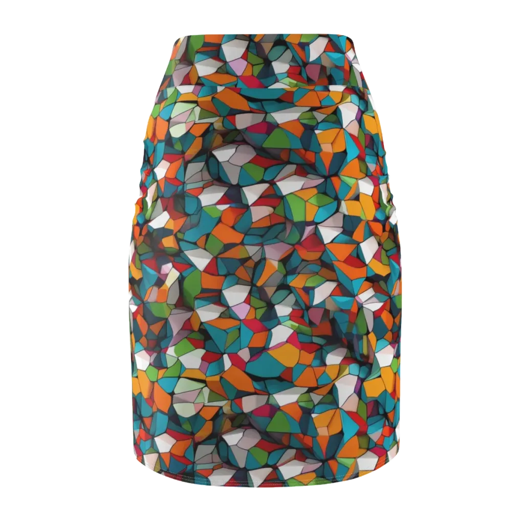 Chromatic Mosaic on Pencil Skirt — Back