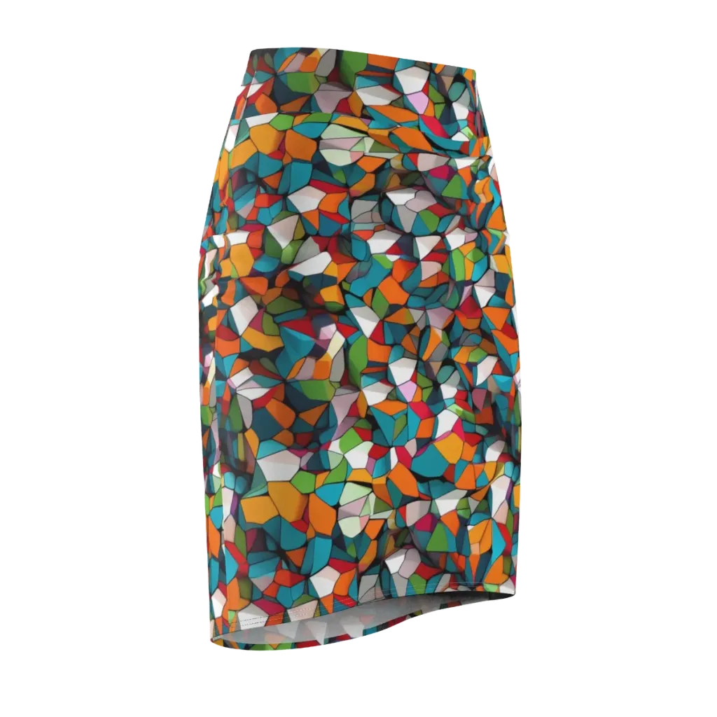 Chromatic Mosaic on Pencil Skirt — Front Side