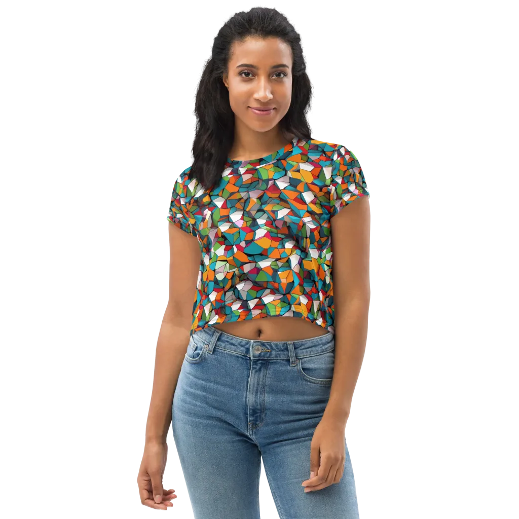 Chromatic Mosaic on Crop Tee — Front