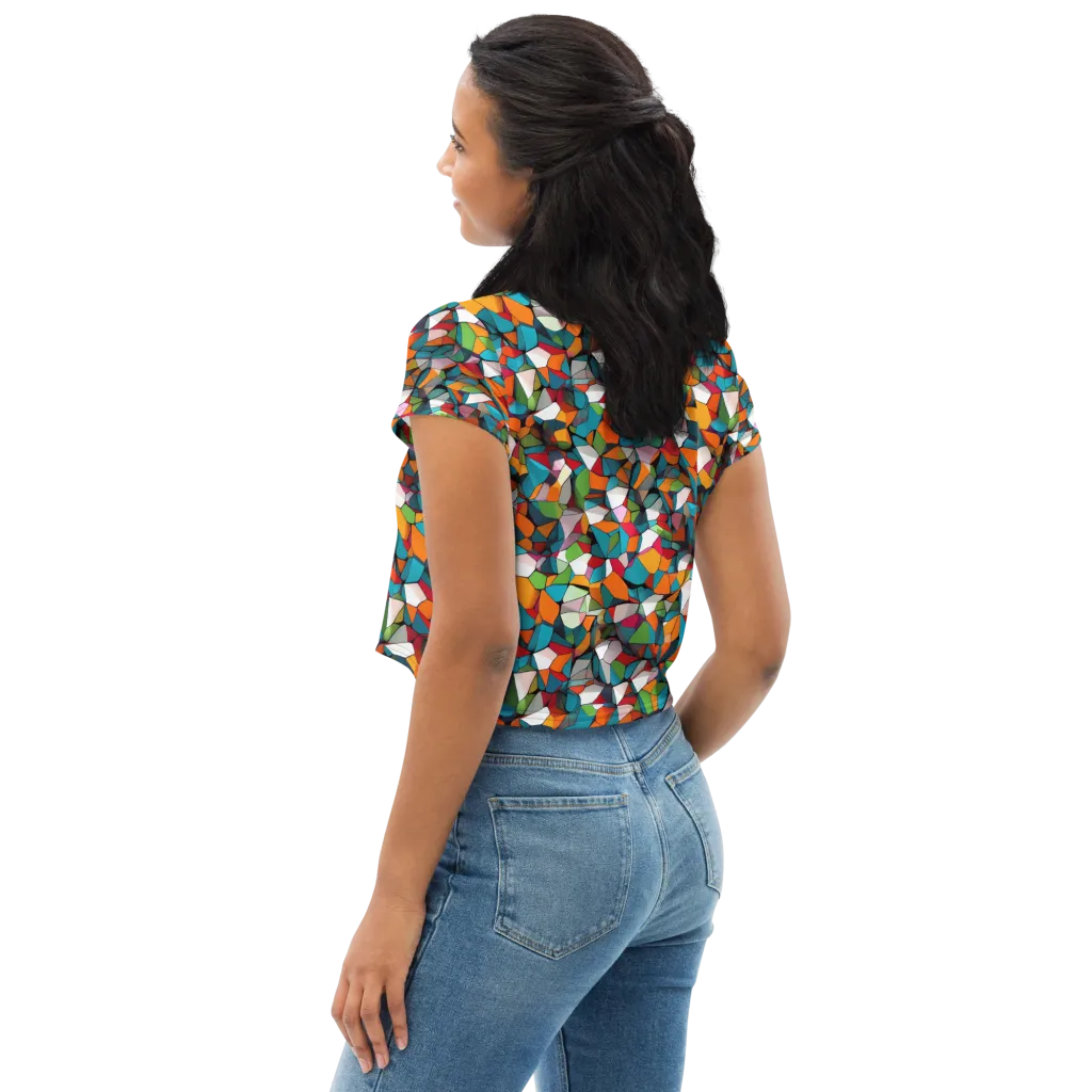 Chromatic Mosaic on Crop Tee — Left Back