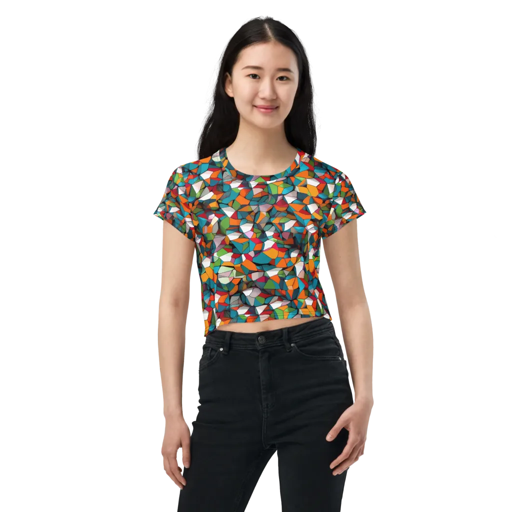 Chromatic Mosaic on Crop Tee — Front