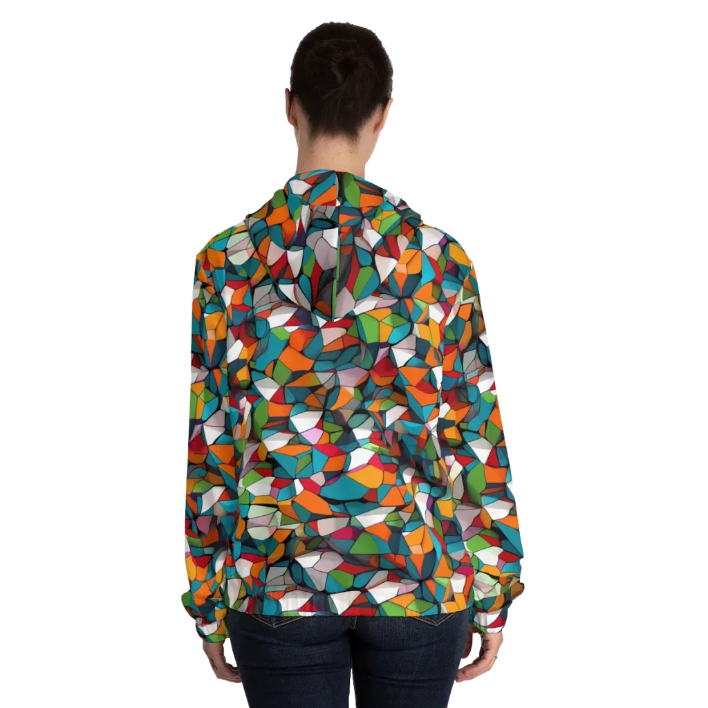 Chromatic Mosaic on Women's Full-Zip Hoodie — Back On Person