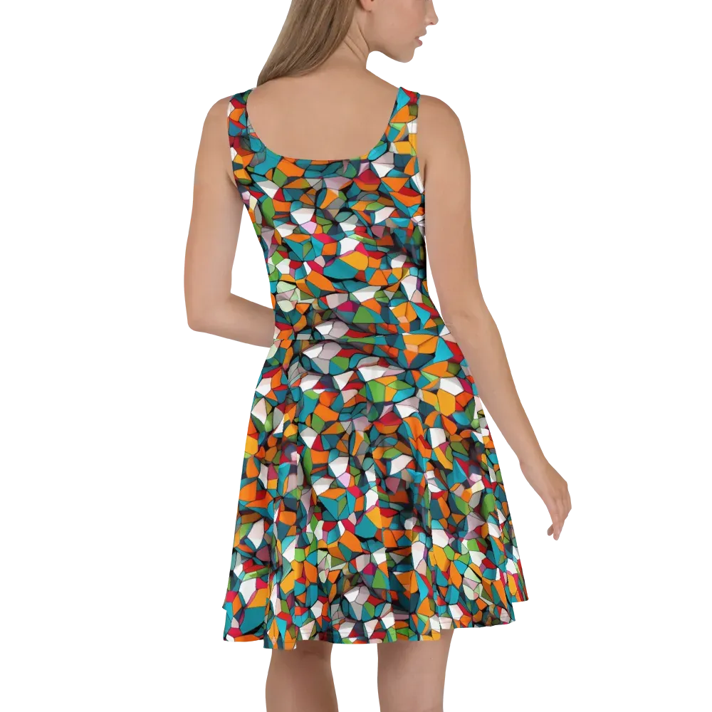 Chromatic Mosaic on Skater Dress — Back