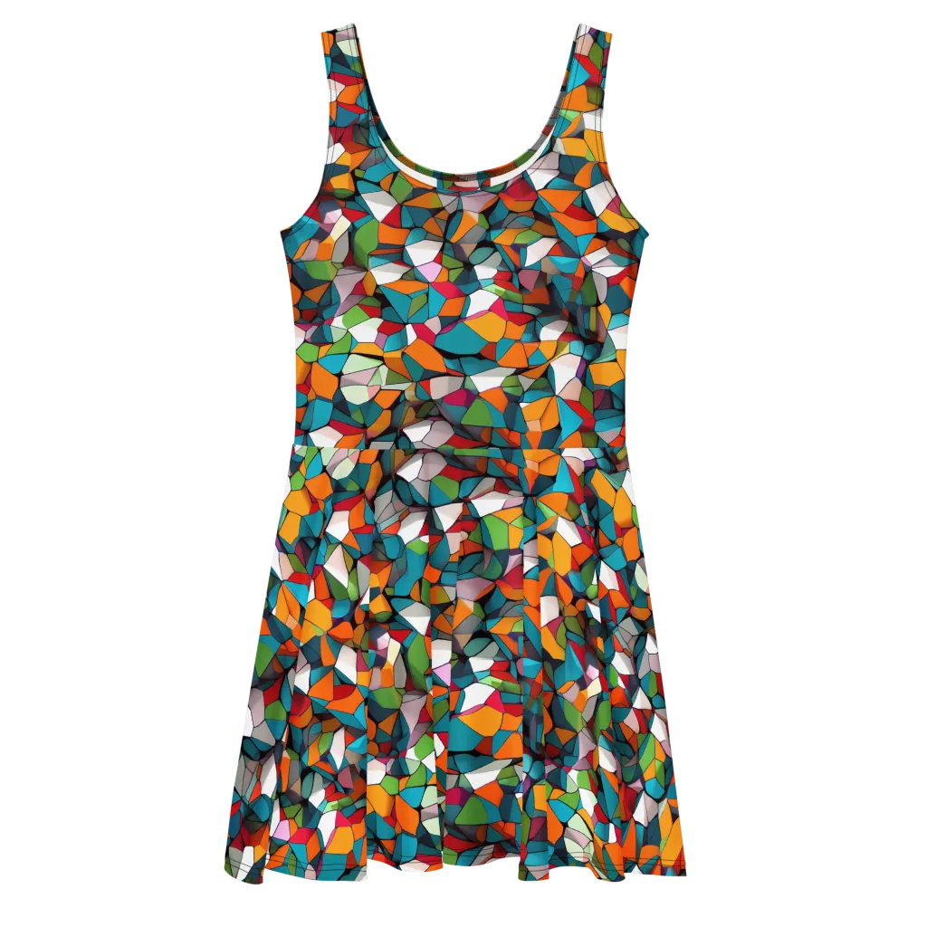 Chromatic Mosaic on Skater Dress — Front