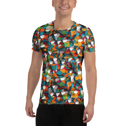 Chromatic Mosaic on a Men's Athletic T-Shirt