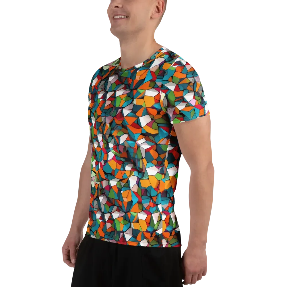 Chromatic Mosaic on Men's Athletic T-Shirt — Left