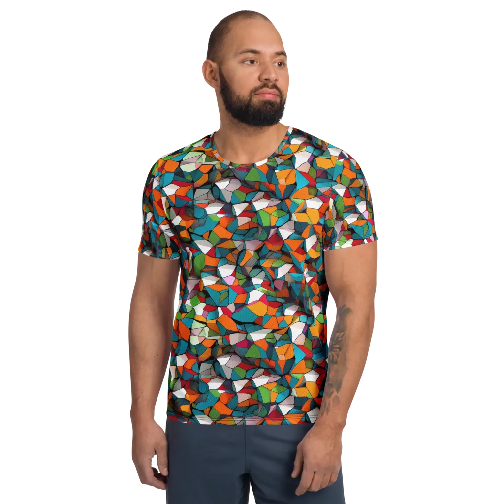 Chromatic Mosaic on Men's Athletic T-Shirt — Front
