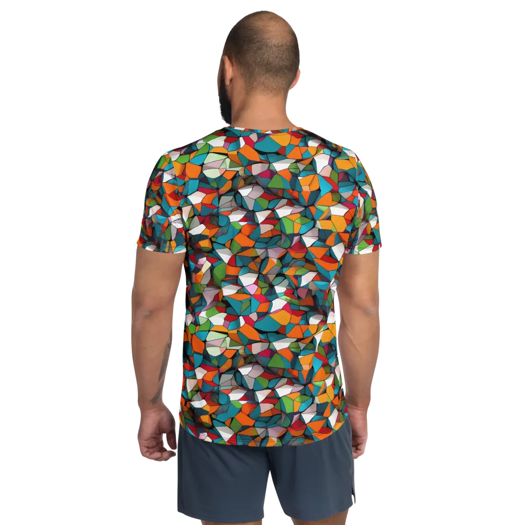 Chromatic Mosaic on Men's Athletic T-Shirt — Back