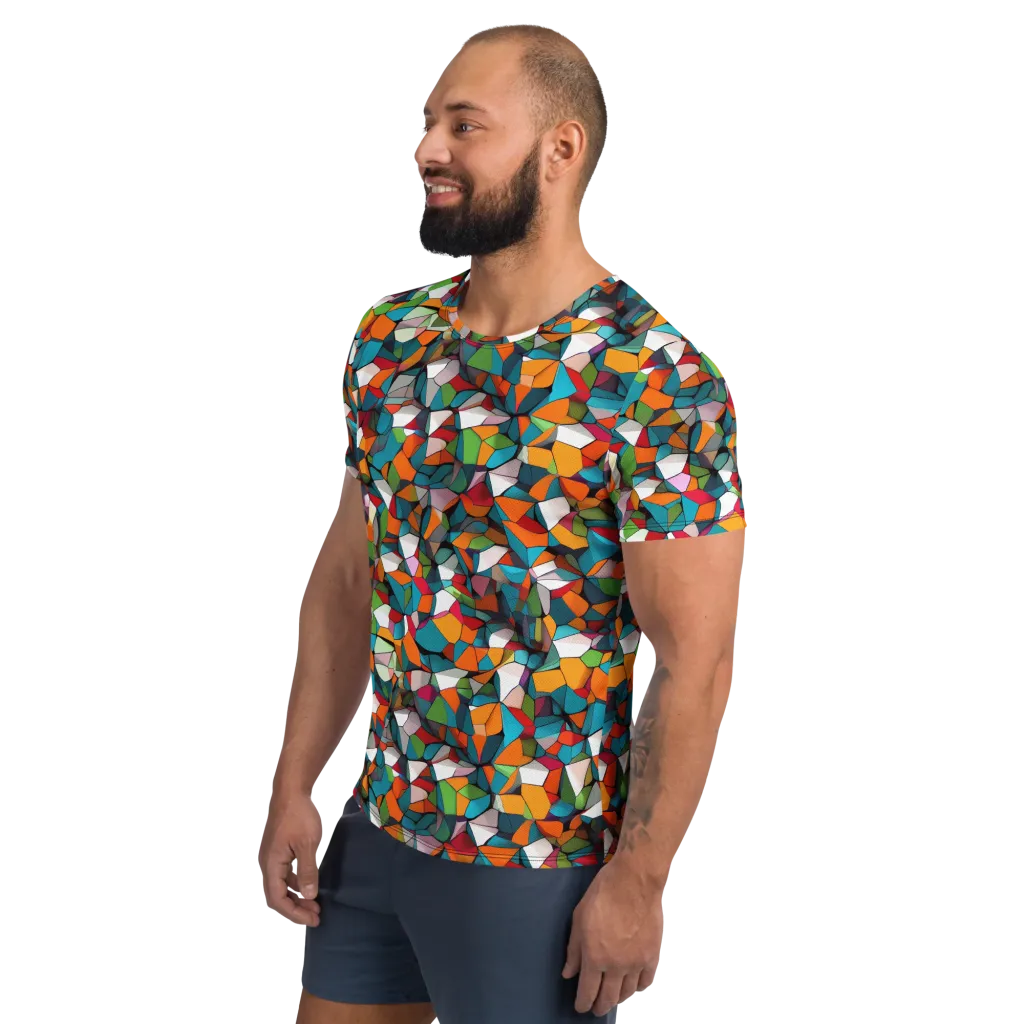 Chromatic Mosaic on Men's Athletic T-Shirt — Left