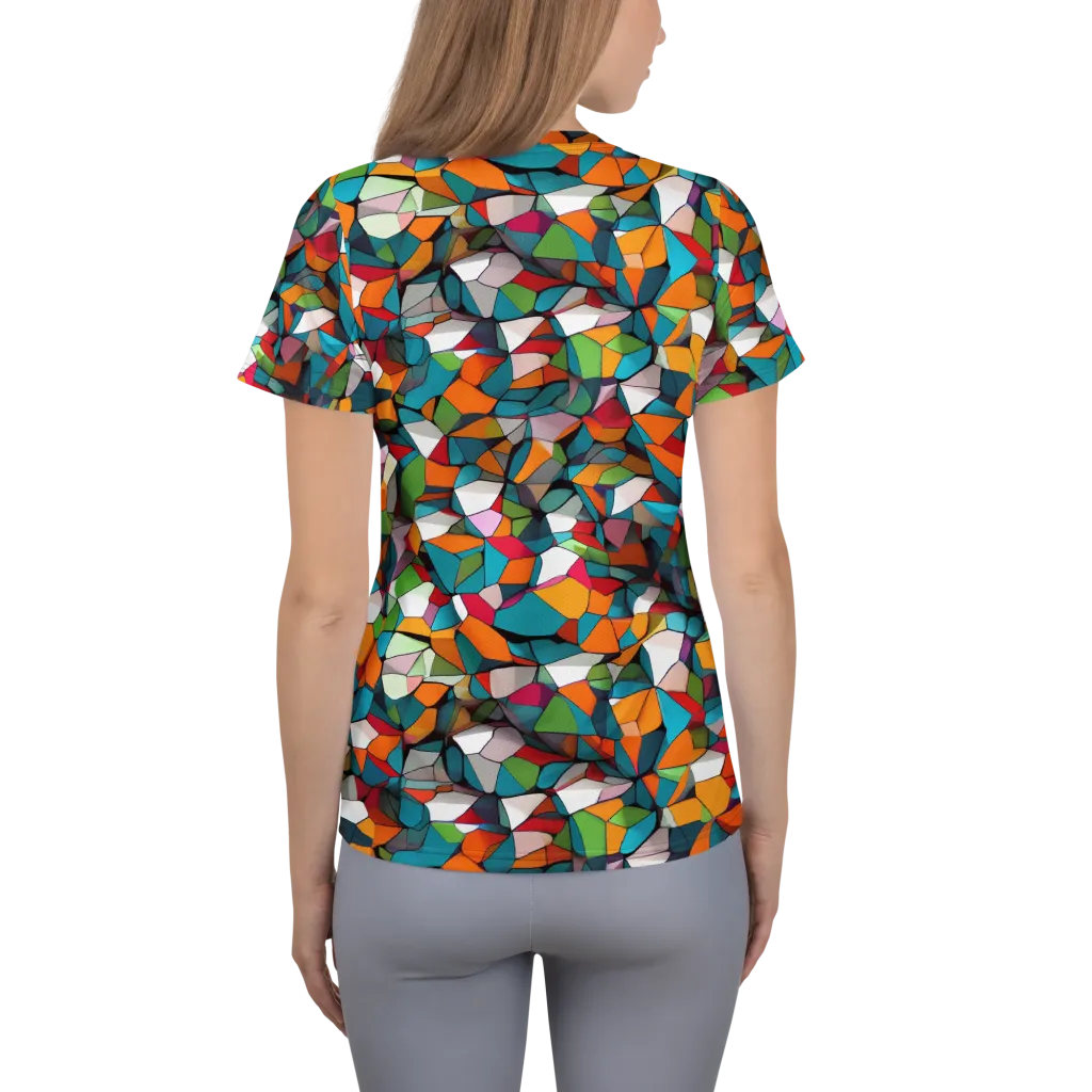 Chromatic Mosaic on Women's Athletic T-Shirt — Back