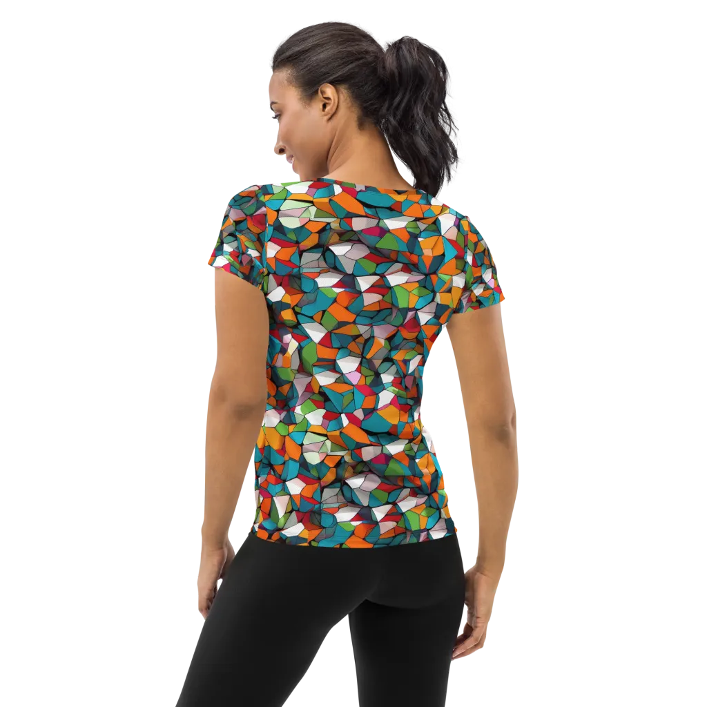 Chromatic Mosaic on Women's Athletic T-Shirt — Back