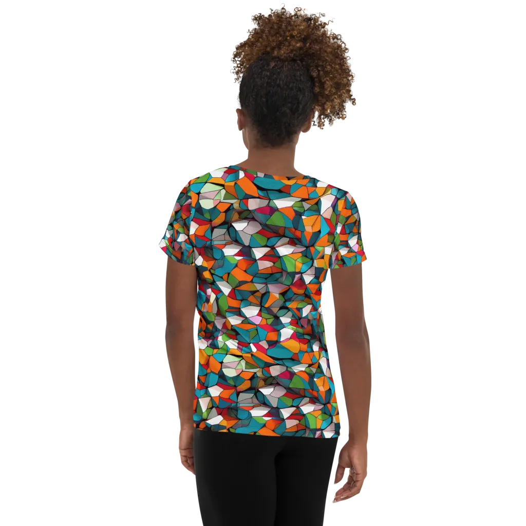 Chromatic Mosaic on Women's Athletic T-Shirt — Back