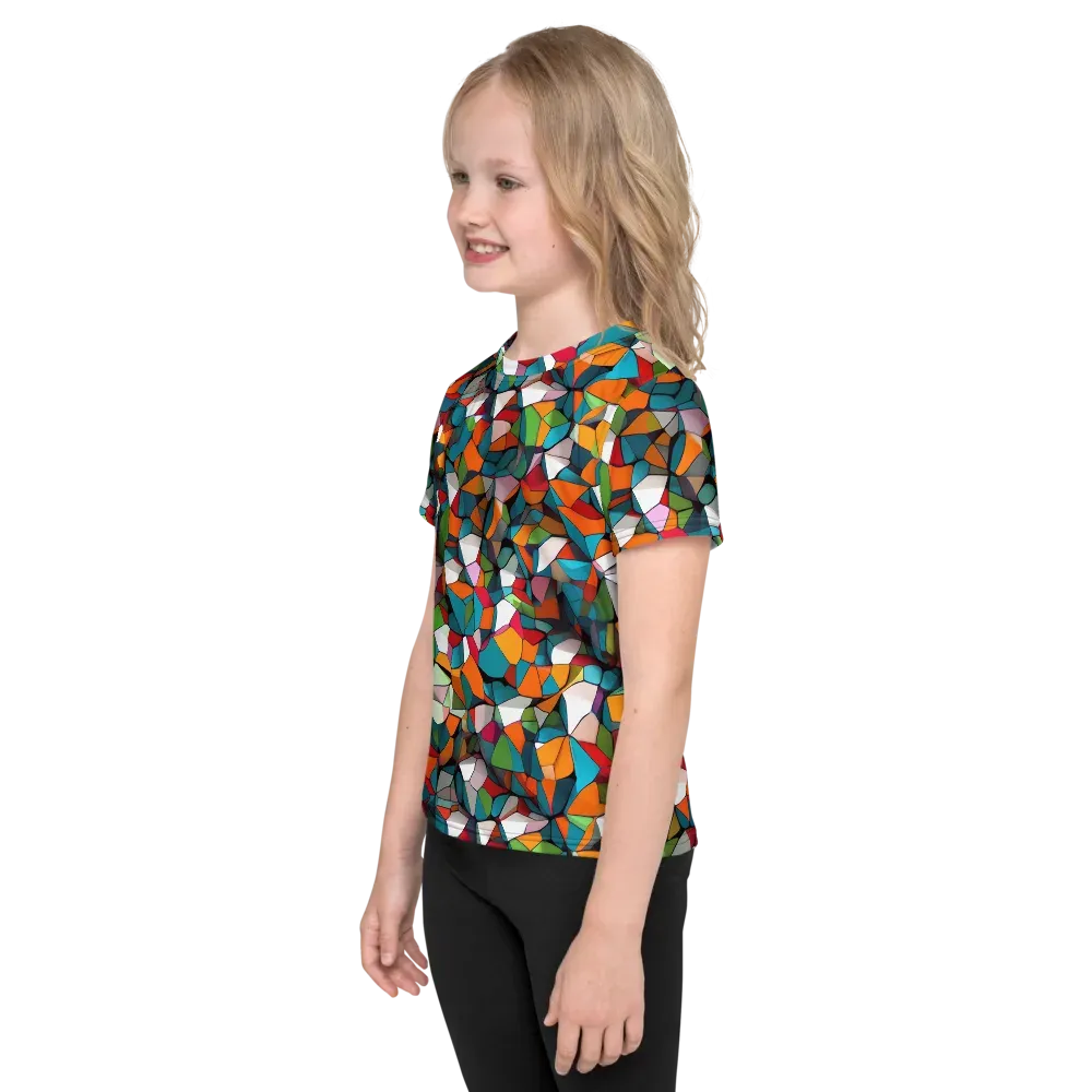 Chromatic Mosaic on Kids Crew Neck T-Shirt — Left