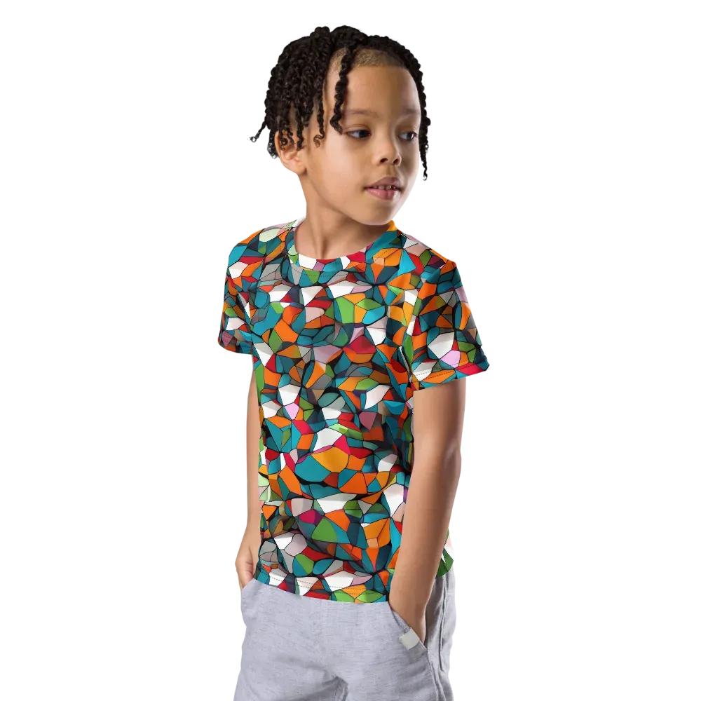 Chromatic Mosaic on Kids Crew Neck T-Shirt — Left Front