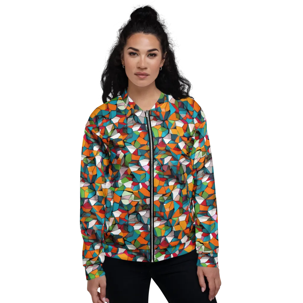 Chromatic Mosaic on Bomber Jacket — Front