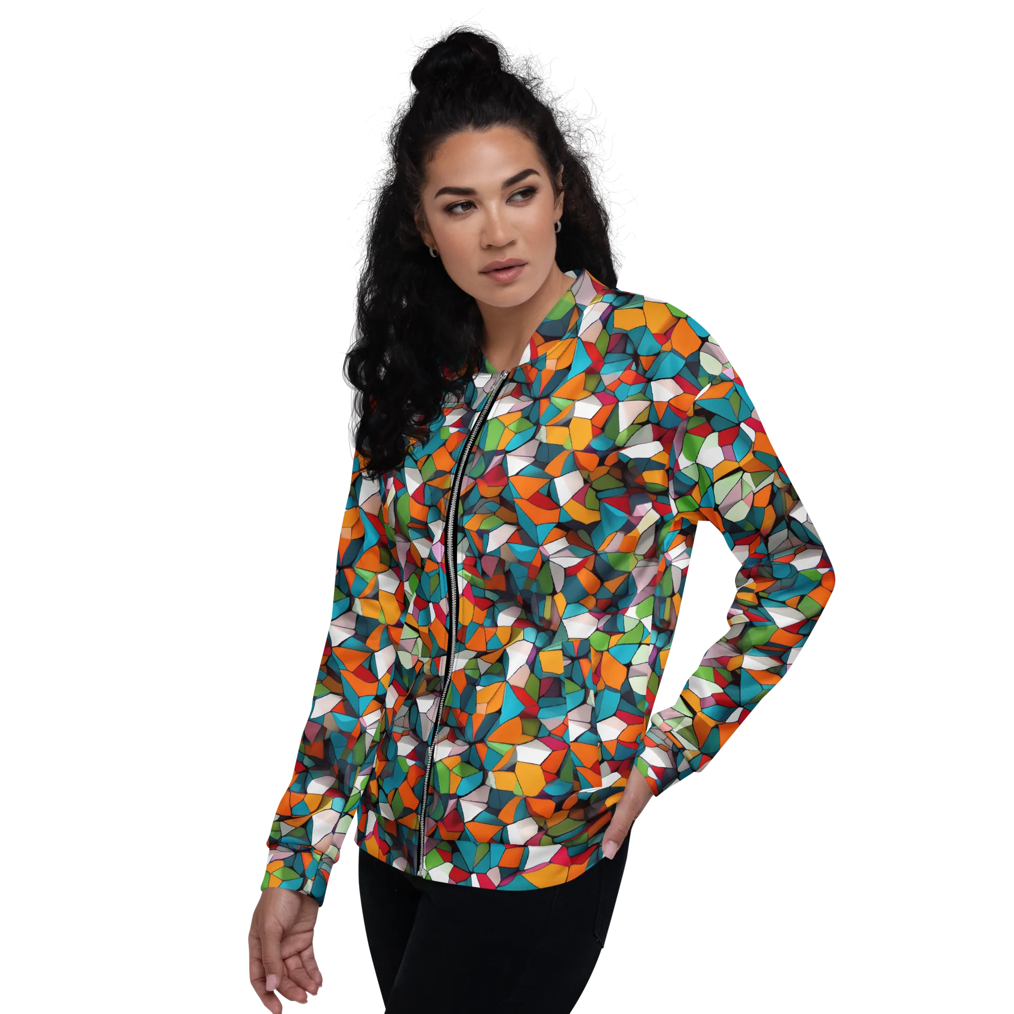 Chromatic Mosaic on Bomber Jacket — Left