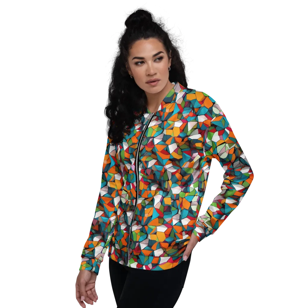 Chromatic Mosaic on Bomber Jacket — Left