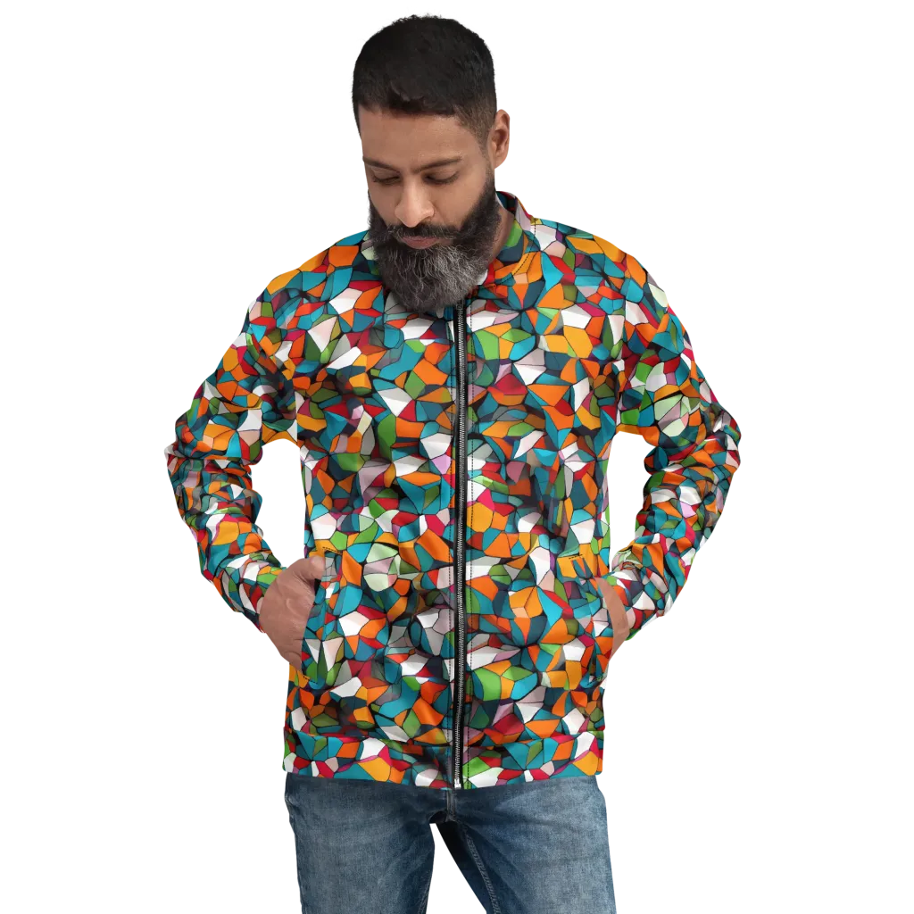 Chromatic Mosaic on Bomber Jacket — Front