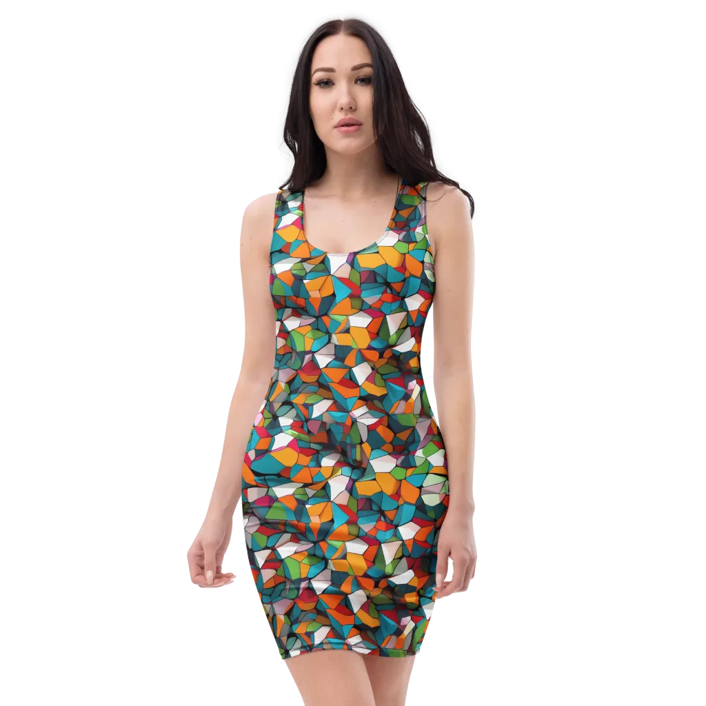 Chromatic Mosaic on Bodycon Dress — Front