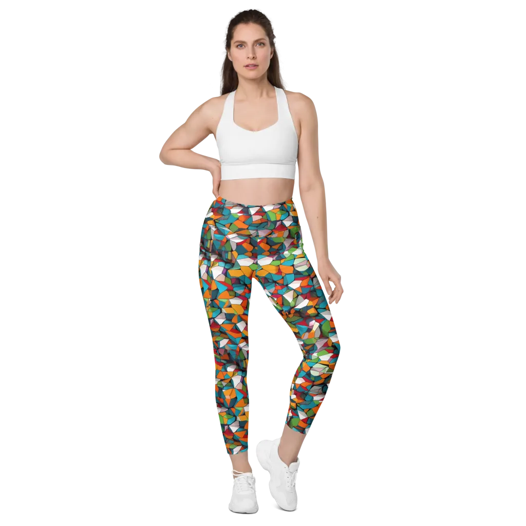 Chromatic Mosaic on Leggings with Pockets — Front