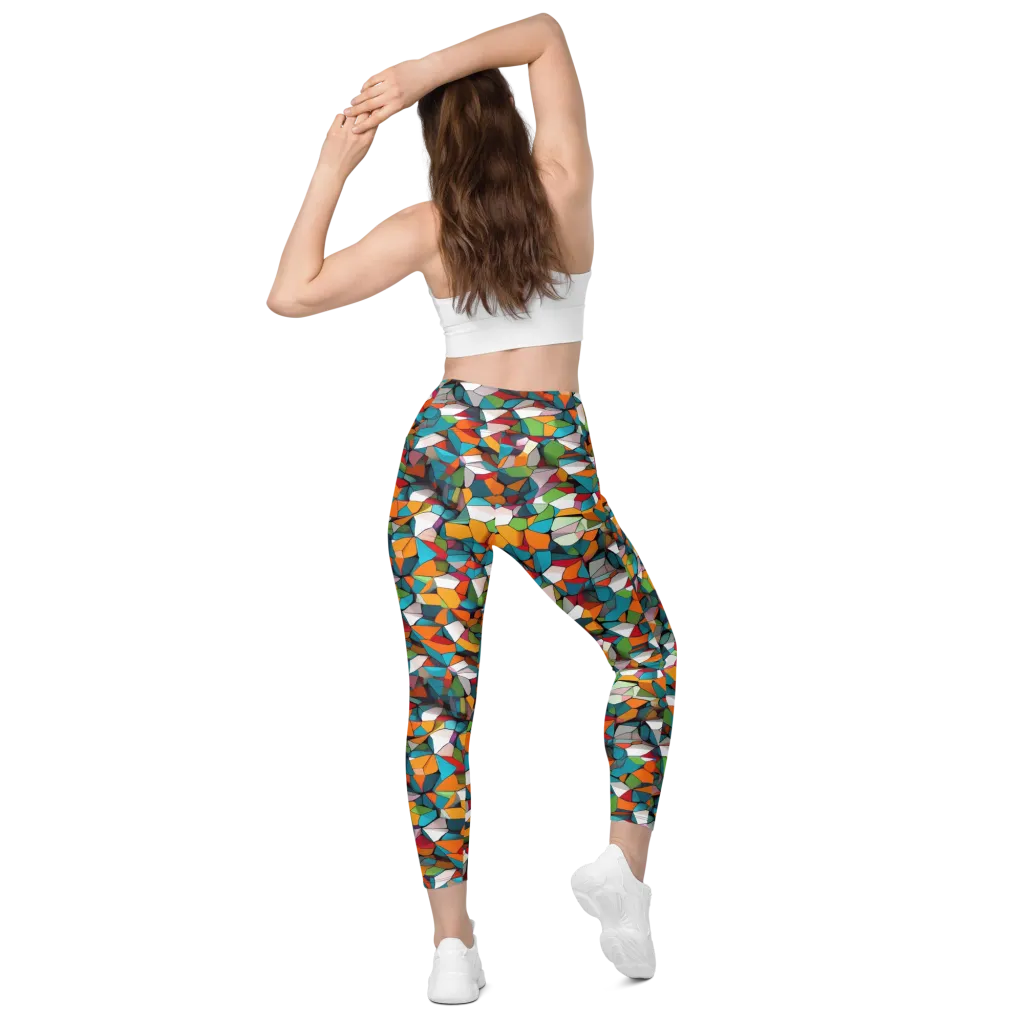 Chromatic Mosaic on Leggings with Pockets — Back