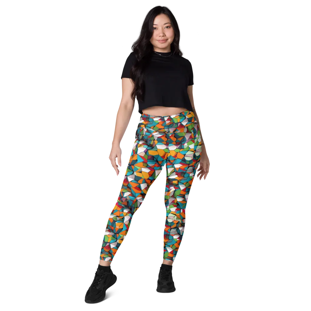 Chromatic Mosaic on Leggings with Pockets — Front