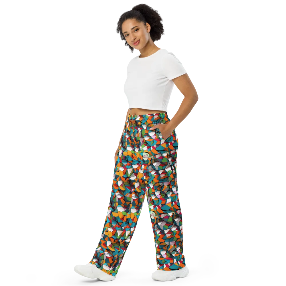 Chromatic Mosaic on Wide-Leg Pants — Left Front