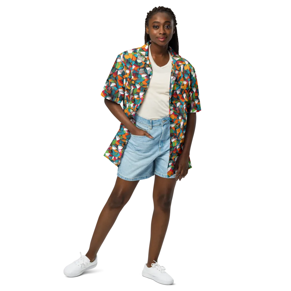 Chromatic Mosaic on Button Shirt — Front