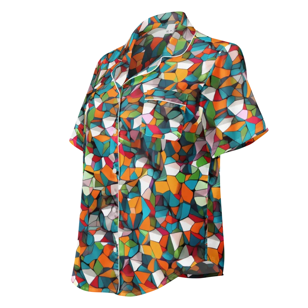 Chromatic Mosaic on Women's Short Sleeve Pajama Top — Left Front