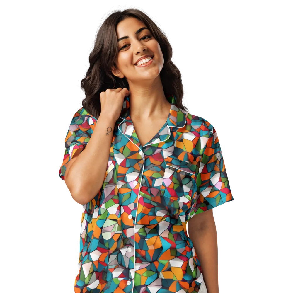 Chromatic Mosaic on Women's Short Sleeve Pajama Top — Front