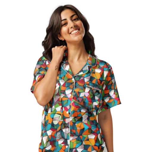 Chromatic Mosaic on a Women's Short Sleeve Pajama Top