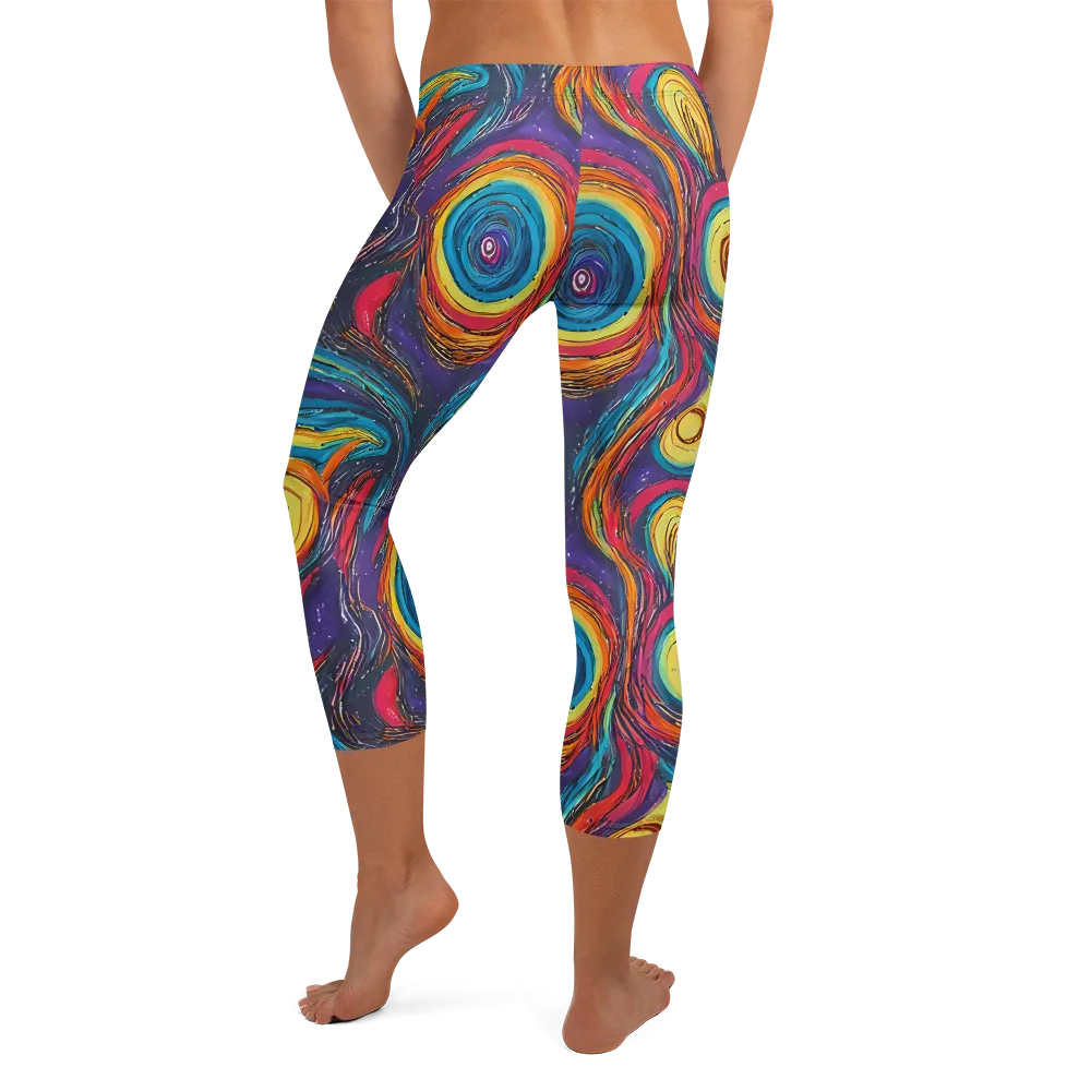 Painted Planets on Capri Leggings — Back