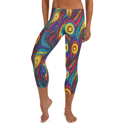 Painted Planets on a Capri Leggings