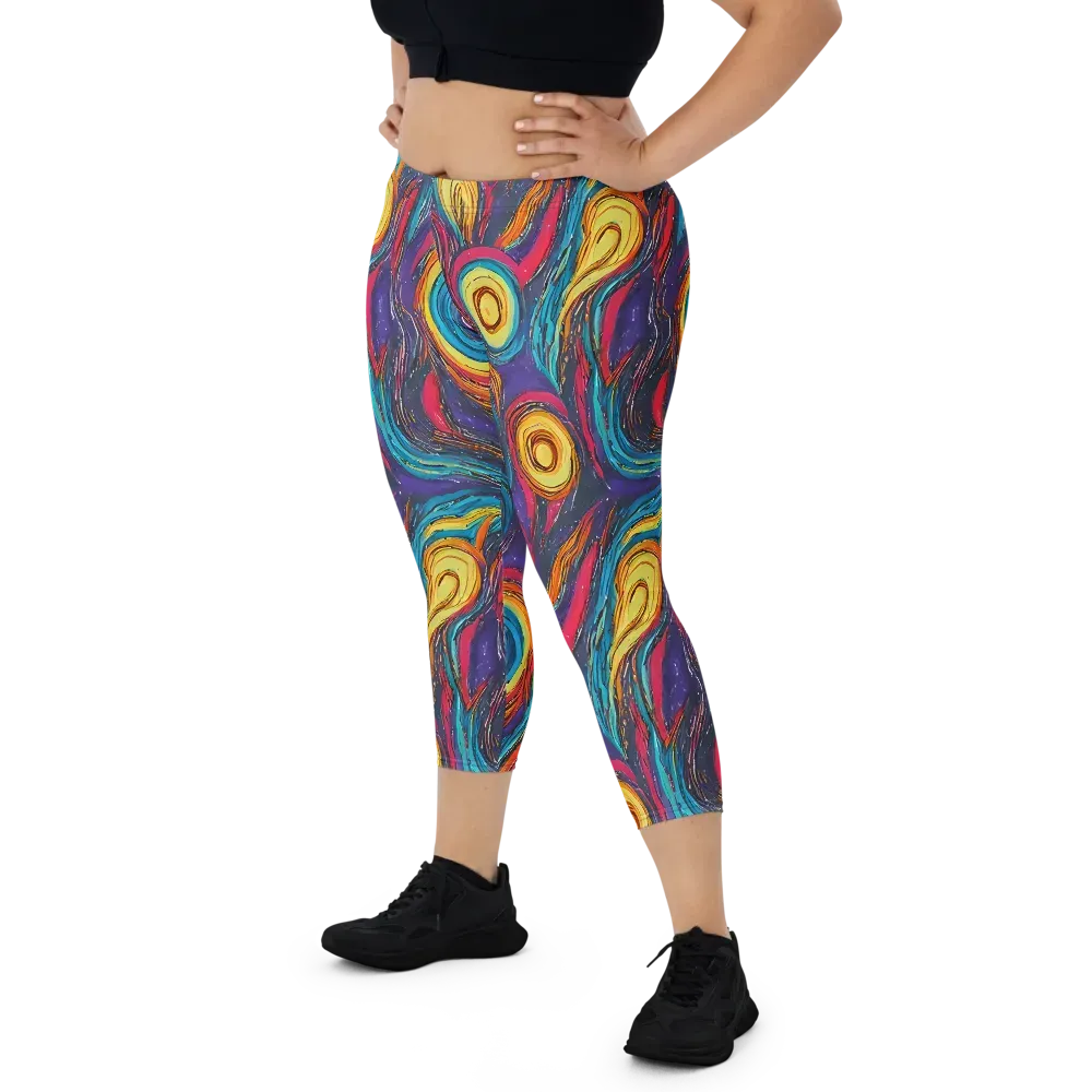 Painted Planets on Capri Leggings — Front