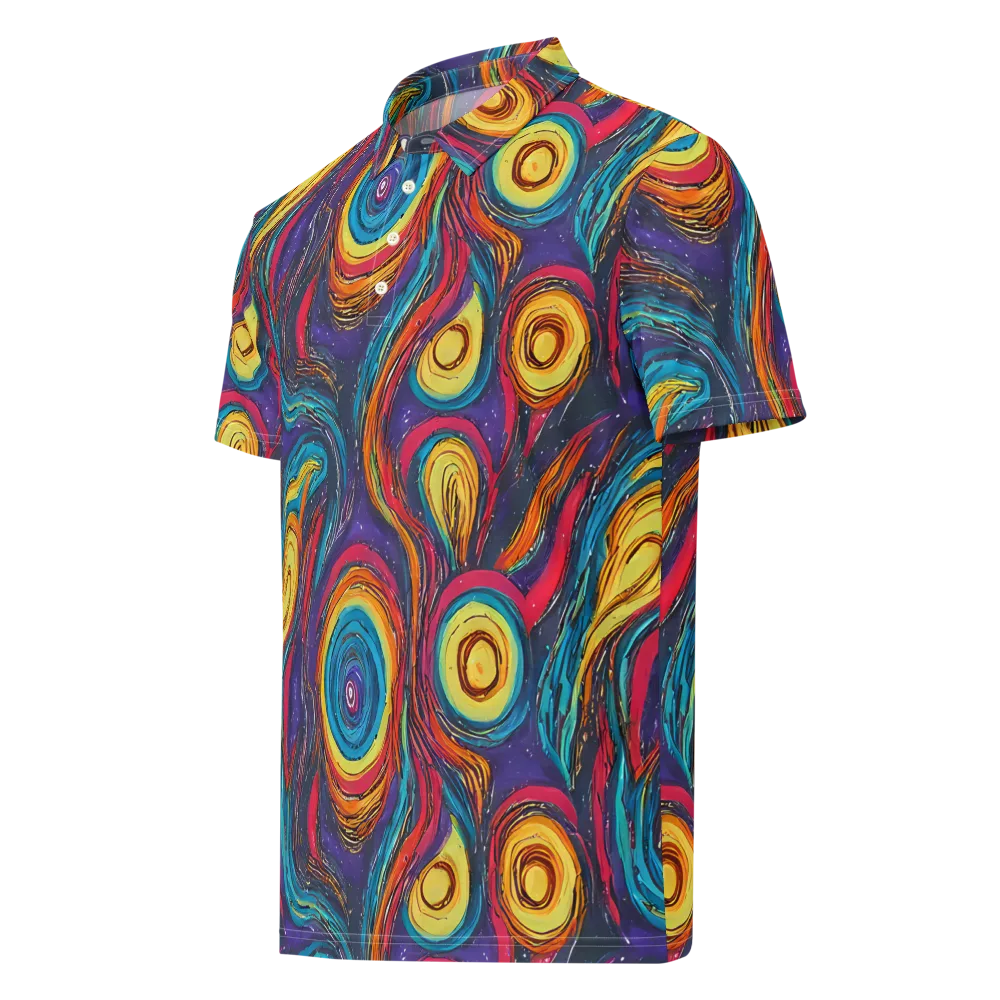 Painted Planets on Men's Slim Fit Polo Shirt — Left Front