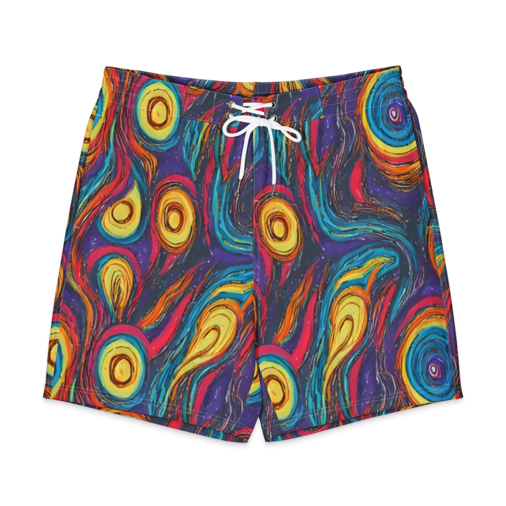 Painted Planets on Men's Board Shorts — Front