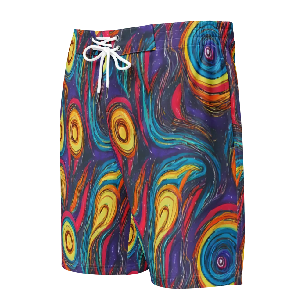 Painted Planets on Men's Board Shorts — Front
