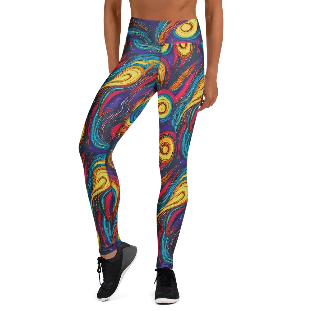 Painted Planets on Yoga Leggings — Front