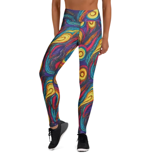 Painted Planets on a Yoga Leggings