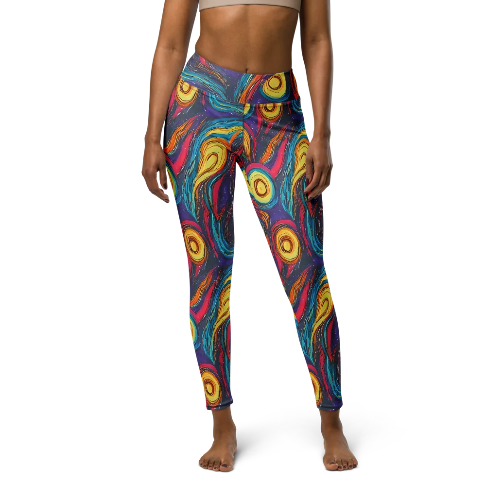 Painted Planets on Yoga Leggings — Front