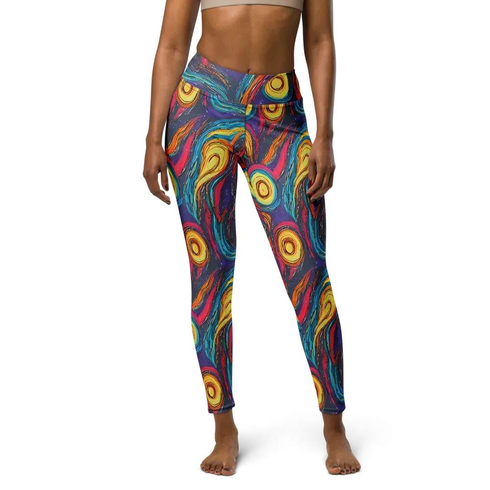Painted Planets on Yoga Leggings — Front