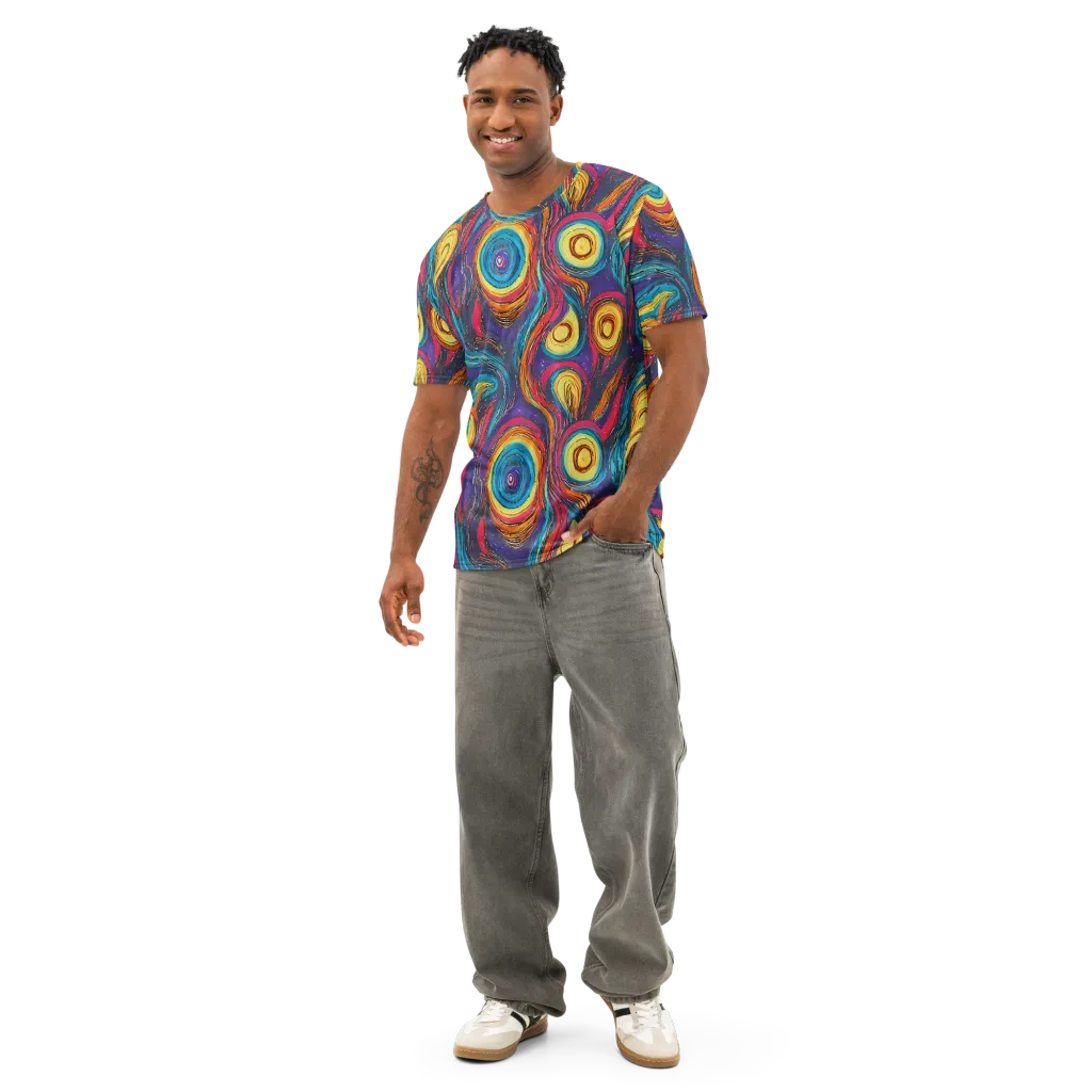 Painted Planets on Men's Cotton Crew Neck T-Shirt — Front