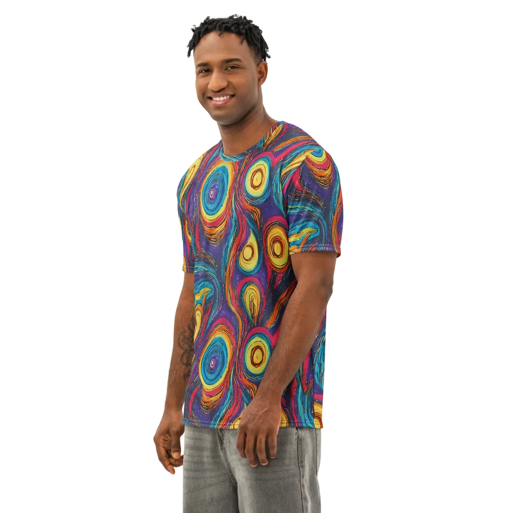 Painted Planets on Men's Cotton Crew Neck T-Shirt — Left Front