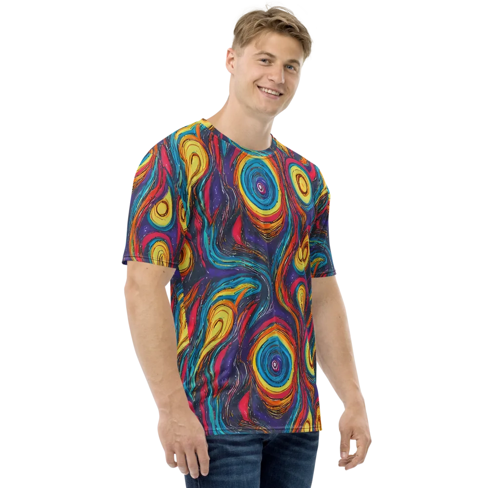 Painted Planets on Men's Crew Neck T-Shirt — Right