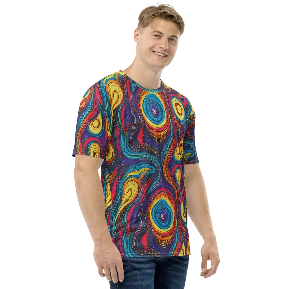 Painted Planets on Men's Crew Neck T-Shirt — Right