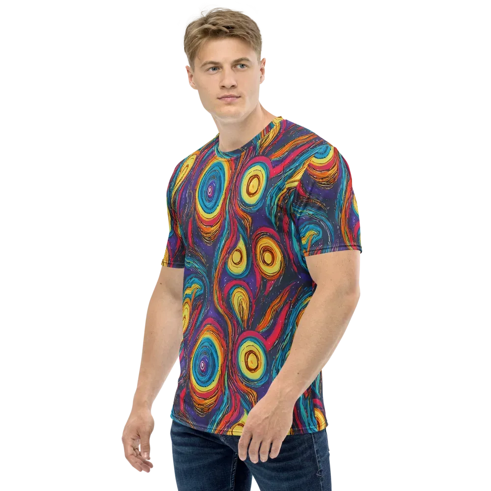 Painted Planets on Men's Crew Neck T-Shirt — Left