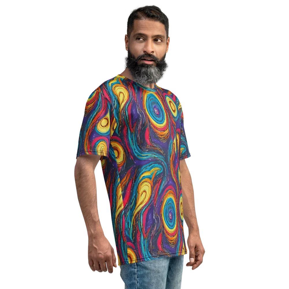 Painted Planets on Men's Crew Neck T-Shirt — Right