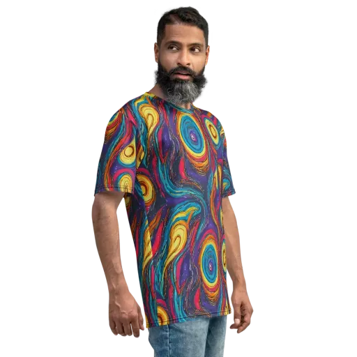 Painted Planets on a Men's Crew Neck T-Shirt
