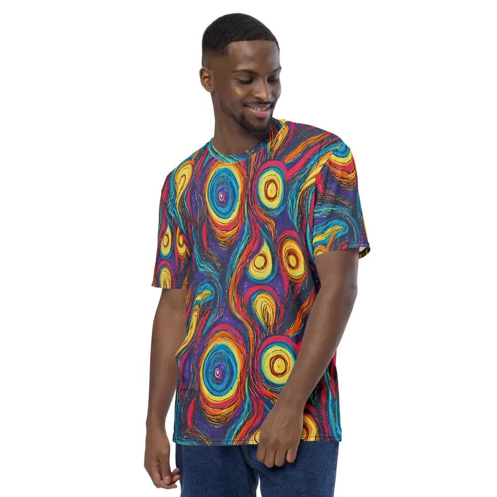Painted Planets on Men's Crew Neck T-Shirt — Left