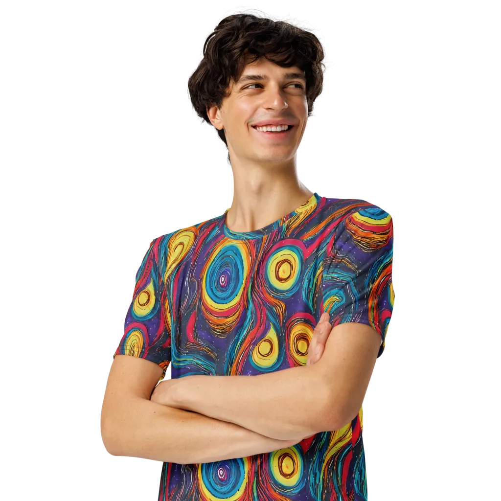 Painted Planets on Men's Crew Neck T-Shirt — Left Front